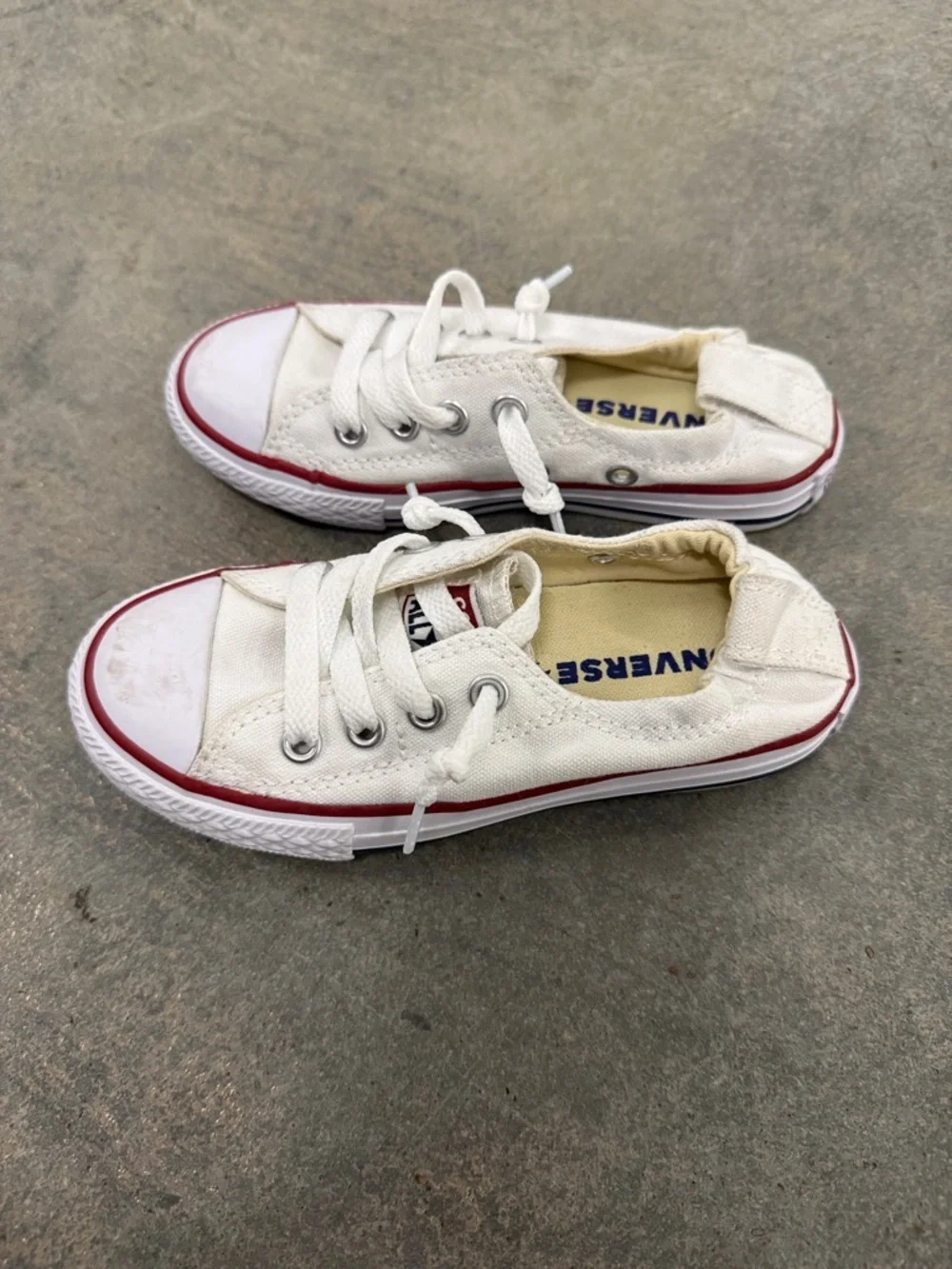 Converse Kids White Canvas Low-Top Sneakers with Red Trim